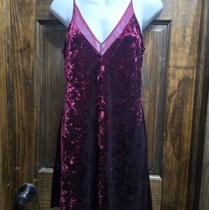 Burgandy, Wine,maroon, Deep Red Velour, Velvet Look Gown Slinky Dress Romantic